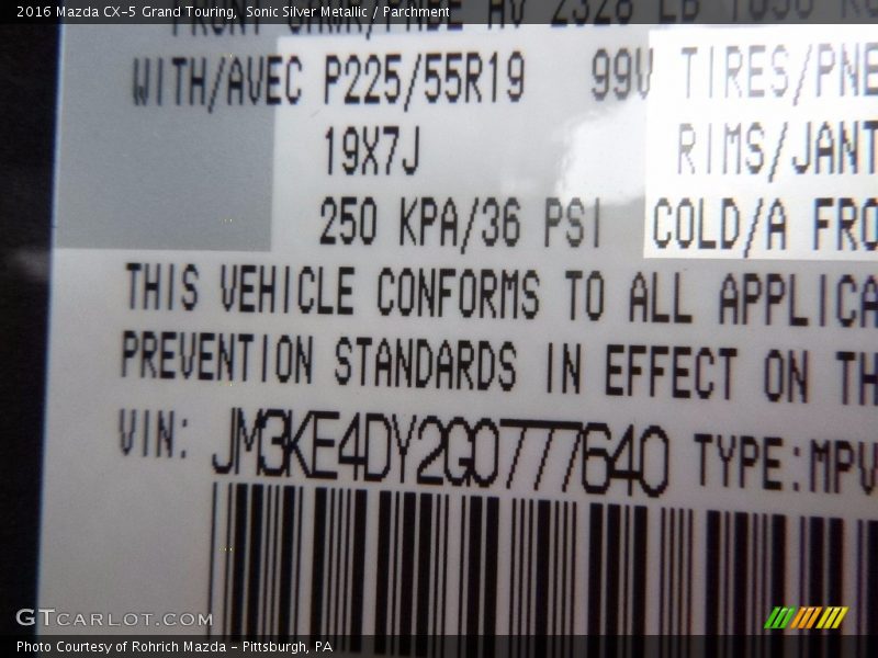 Sonic Silver Metallic / Parchment 2016 Mazda CX-5 Grand Touring