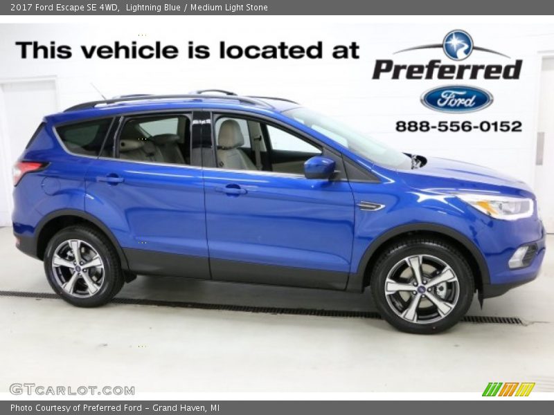 Lightning Blue / Medium Light Stone 2017 Ford Escape SE 4WD
