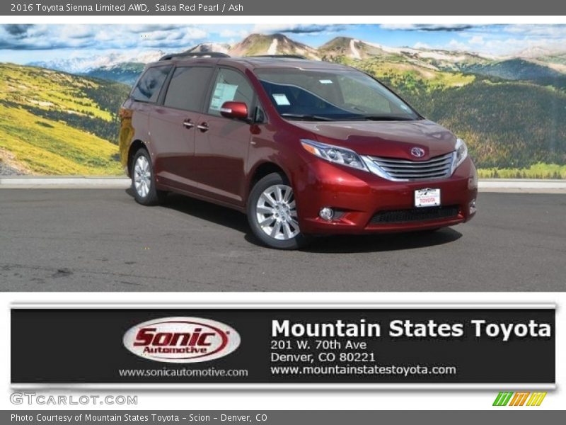 Salsa Red Pearl / Ash 2016 Toyota Sienna Limited AWD