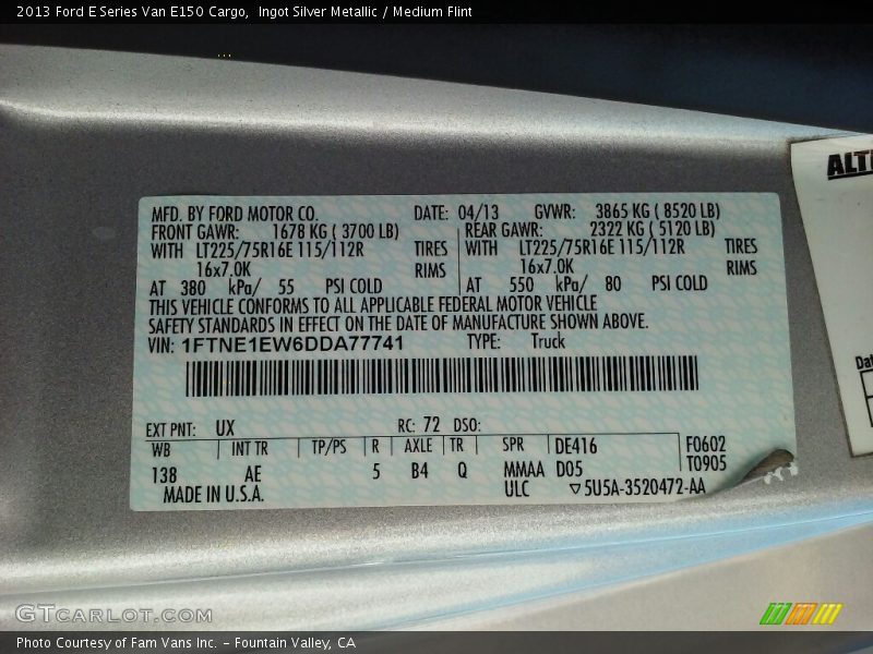 Ingot Silver Metallic / Medium Flint 2013 Ford E Series Van E150 Cargo