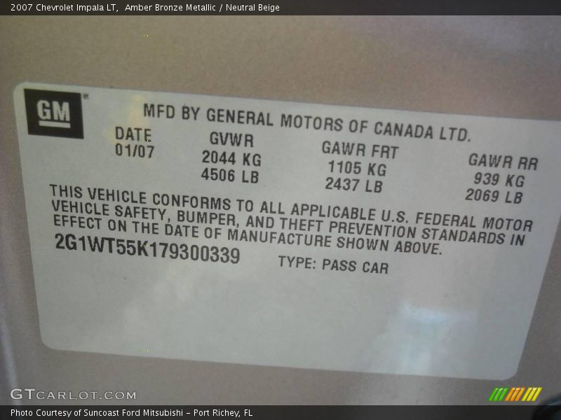 Amber Bronze Metallic / Neutral Beige 2007 Chevrolet Impala LT