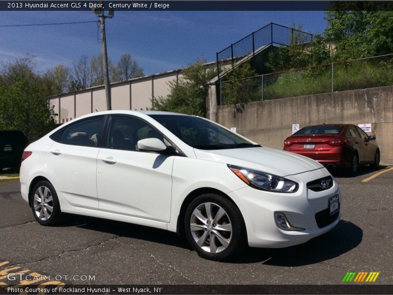 Century White / Beige 2013 Hyundai Accent GLS 4 Door