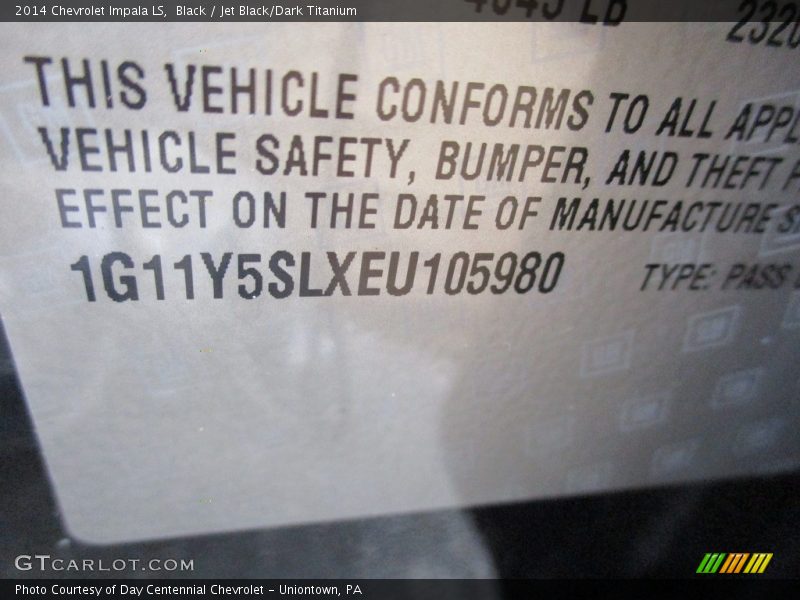 Black / Jet Black/Dark Titanium 2014 Chevrolet Impala LS