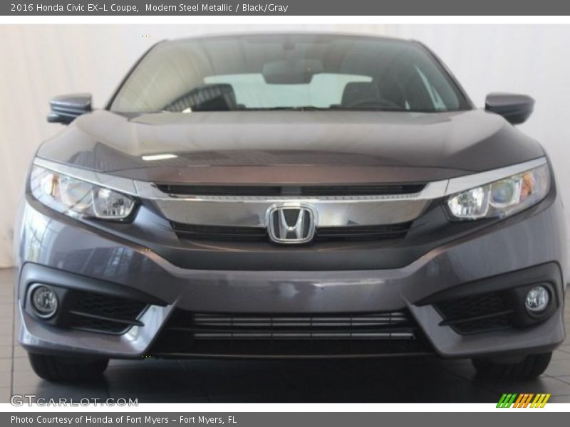 Modern Steel Metallic / Black/Gray 2016 Honda Civic EX-L Coupe