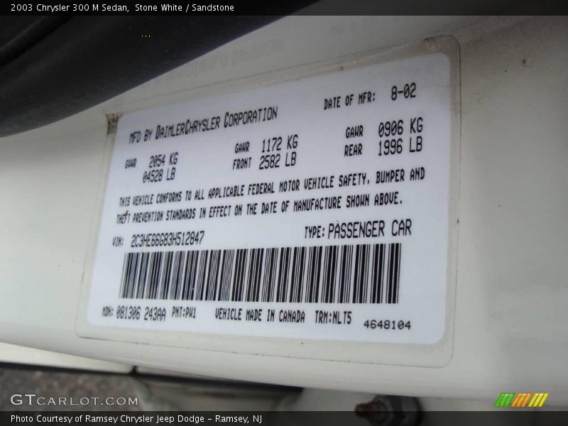 Stone White / Sandstone 2003 Chrysler 300 M Sedan