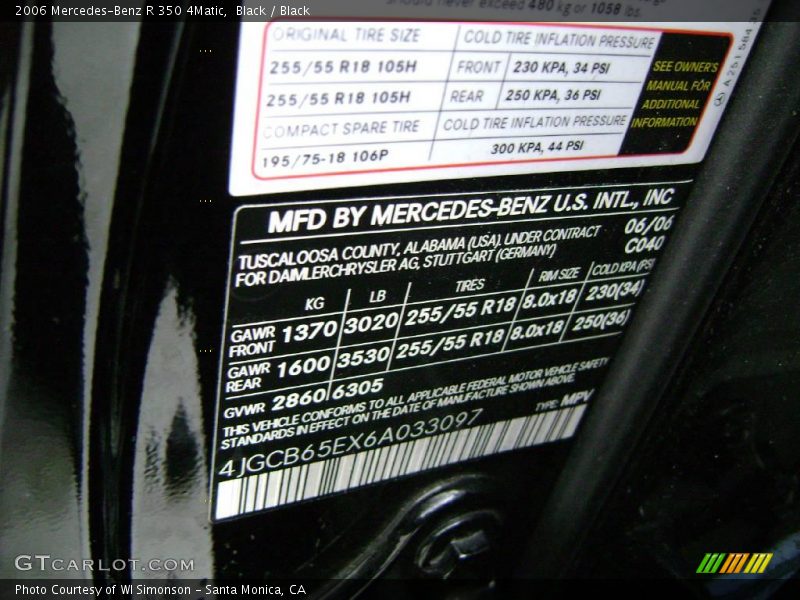 Black / Black 2006 Mercedes-Benz R 350 4Matic