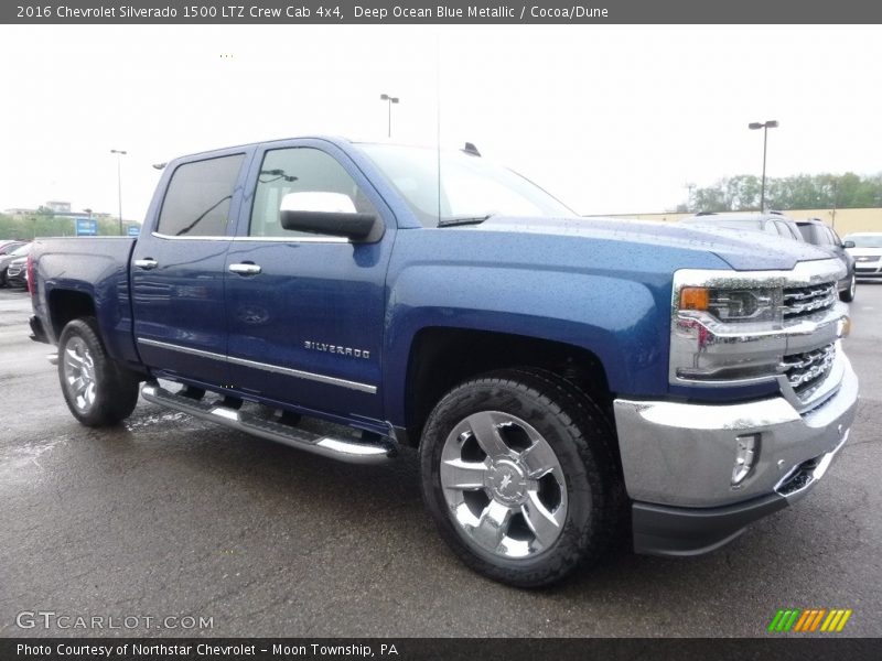 Deep Ocean Blue Metallic / Cocoa/Dune 2016 Chevrolet Silverado 1500 LTZ Crew Cab 4x4