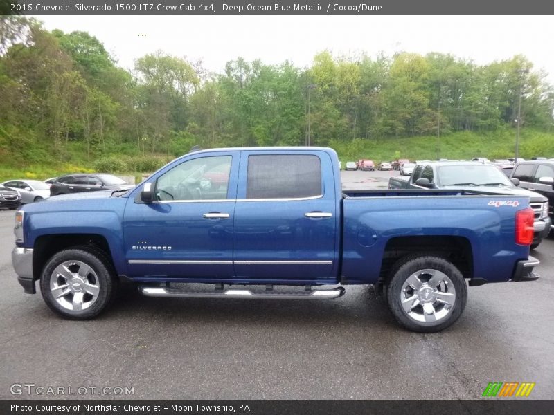 Deep Ocean Blue Metallic / Cocoa/Dune 2016 Chevrolet Silverado 1500 LTZ Crew Cab 4x4