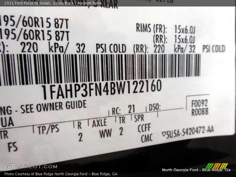 Ebony Black / Medium Stone 2011 Ford Focus SE Sedan