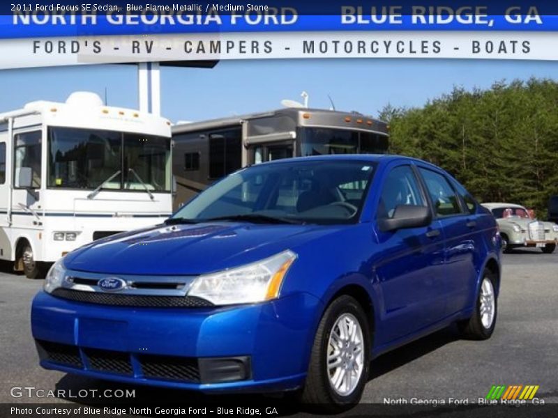 Blue Flame Metallic / Medium Stone 2011 Ford Focus SE Sedan