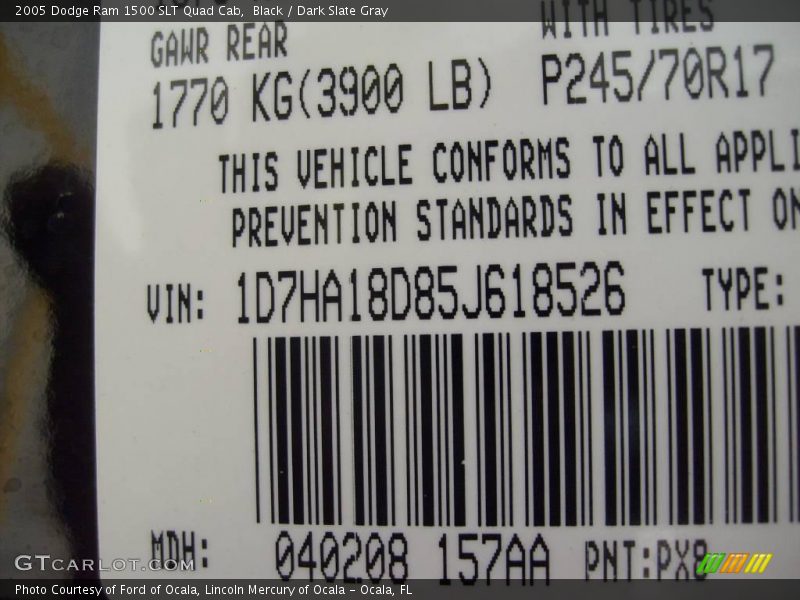 Black / Dark Slate Gray 2005 Dodge Ram 1500 SLT Quad Cab