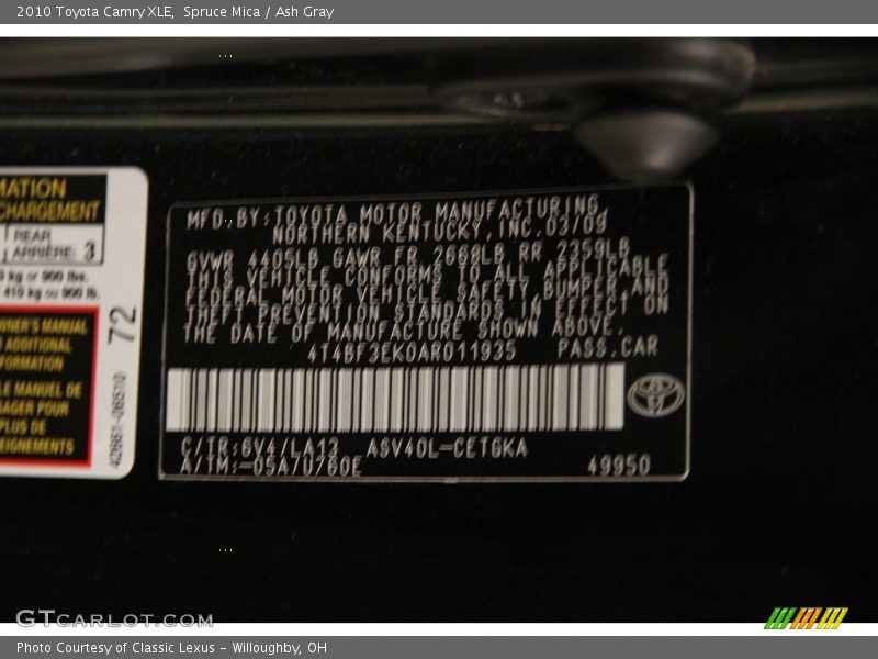 Spruce Mica / Ash Gray 2010 Toyota Camry XLE