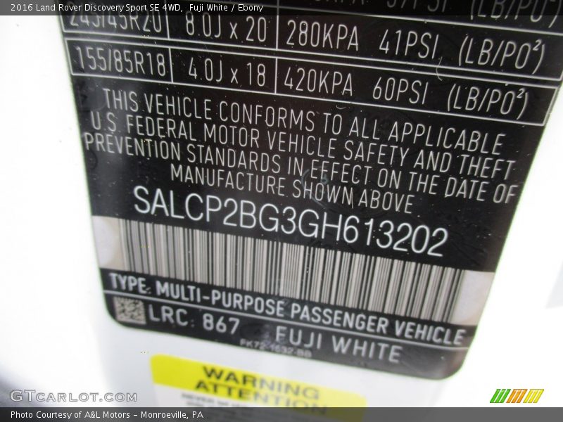 Fuji White / Ebony 2016 Land Rover Discovery Sport SE 4WD