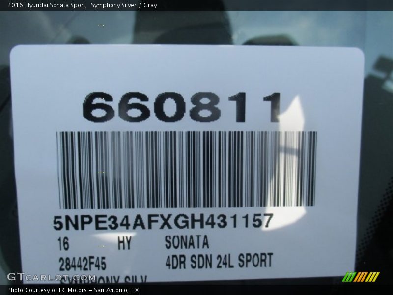 Symphony Silver / Gray 2016 Hyundai Sonata Sport