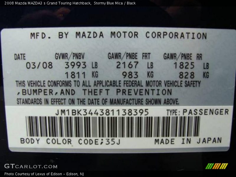 Stormy Blue Mica / Black 2008 Mazda MAZDA3 s Grand Touring Hatchback