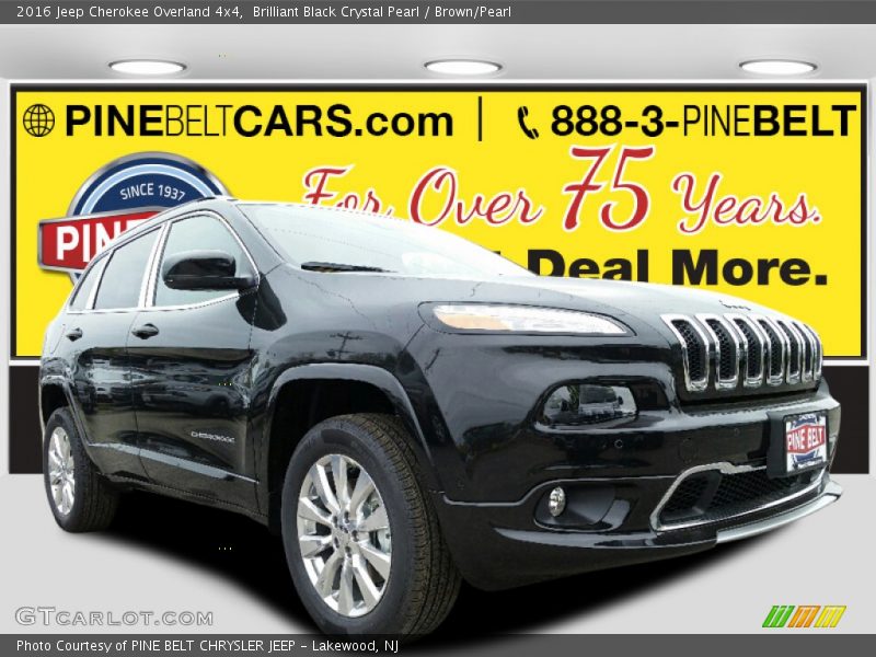 Brilliant Black Crystal Pearl / Brown/Pearl 2016 Jeep Cherokee Overland 4x4