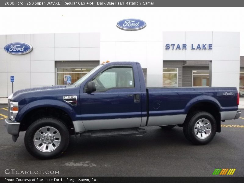 Dark Blue Pearl Metallic / Camel 2008 Ford F250 Super Duty XLT Regular Cab 4x4