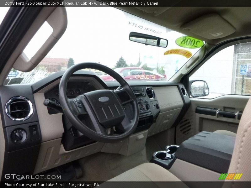 Dark Blue Pearl Metallic / Camel 2008 Ford F250 Super Duty XLT Regular Cab 4x4