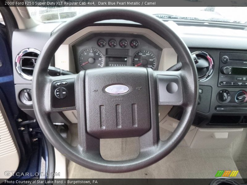 Dark Blue Pearl Metallic / Camel 2008 Ford F250 Super Duty XLT Regular Cab 4x4