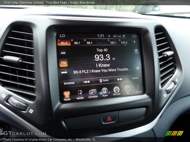 True Blue Pearl / Indigo Blue/Brown 2016 Jeep Cherokee Limited