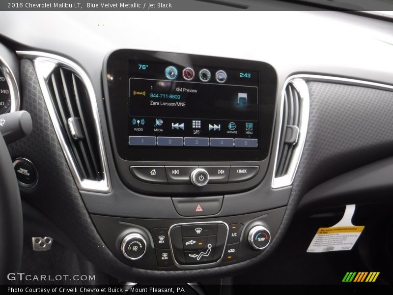 Blue Velvet Metallic / Jet Black 2016 Chevrolet Malibu LT