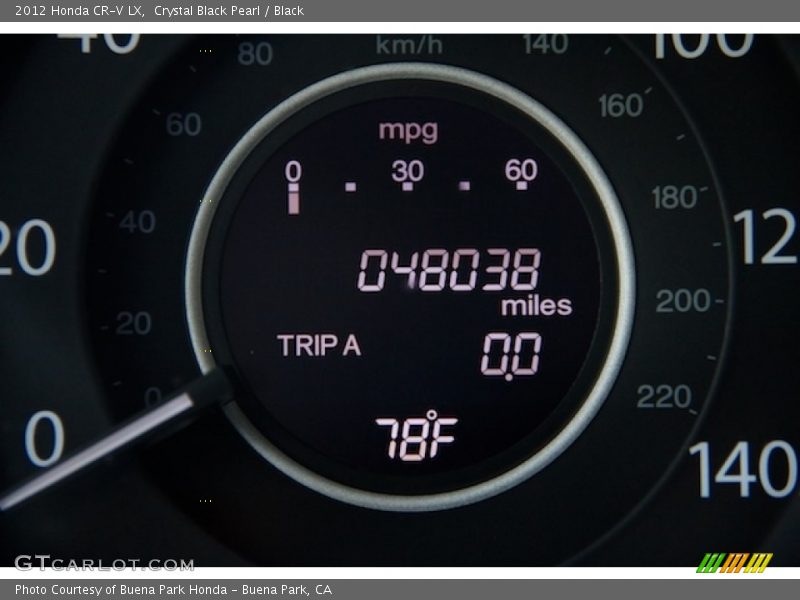 Crystal Black Pearl / Black 2012 Honda CR-V LX
