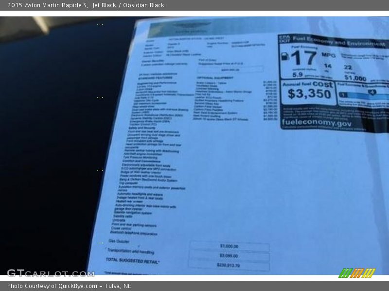  2015 Rapide S  Window Sticker