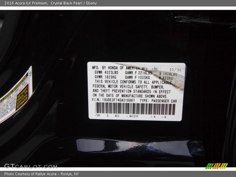 Crystal Black Pearl / Ebony 2016 Acura ILX Premium