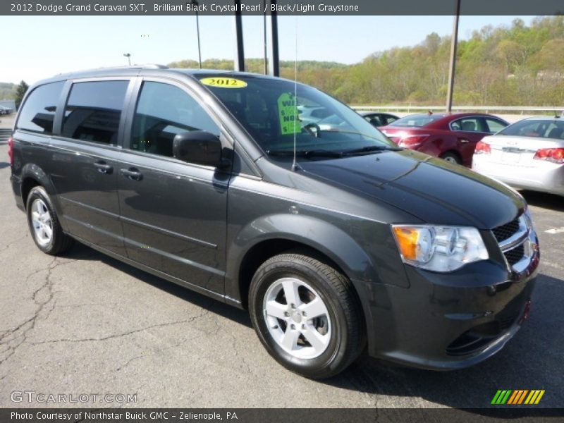 Brilliant Black Crystal Pearl / Black/Light Graystone 2012 Dodge Grand Caravan SXT