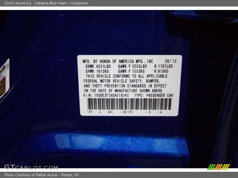 Catalina Blue Pearl / Graystone 2016 Acura ILX