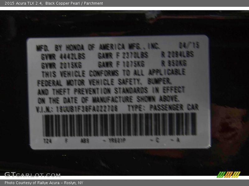 Black Copper Pearl / Parchment 2015 Acura TLX 2.4