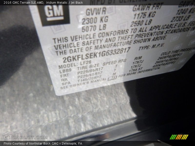 Iridium Metallic / Jet Black 2016 GMC Terrain SLE AWD