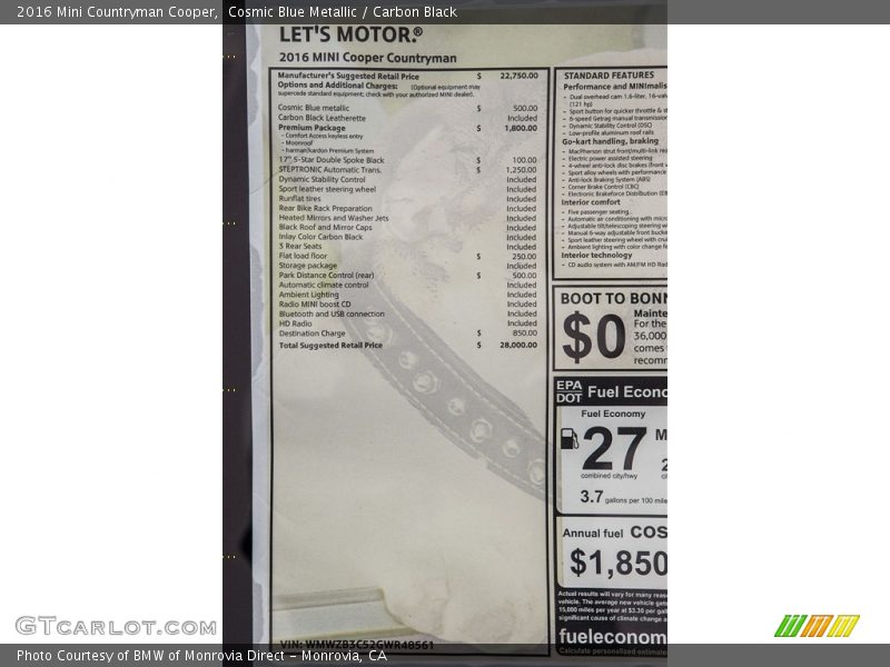 Cosmic Blue Metallic / Carbon Black 2016 Mini Countryman Cooper
