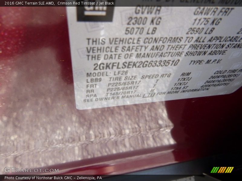 Crimson Red Tintcoat / Jet Black 2016 GMC Terrain SLE AWD