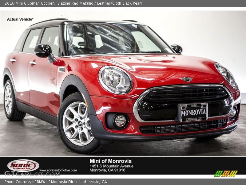 Blazing Red Metallic / Leather/Cloth Black Pearl 2016 Mini Clubman Cooper