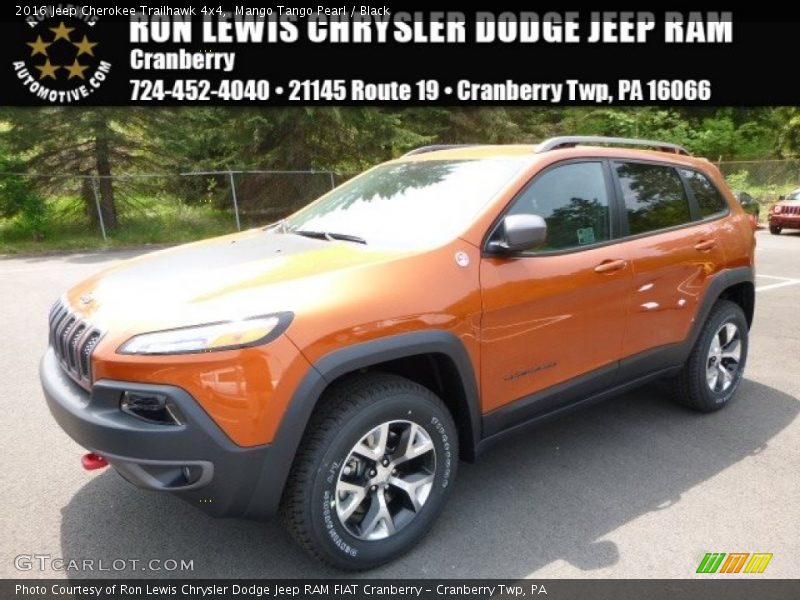 Mango Tango Pearl / Black 2016 Jeep Cherokee Trailhawk 4x4