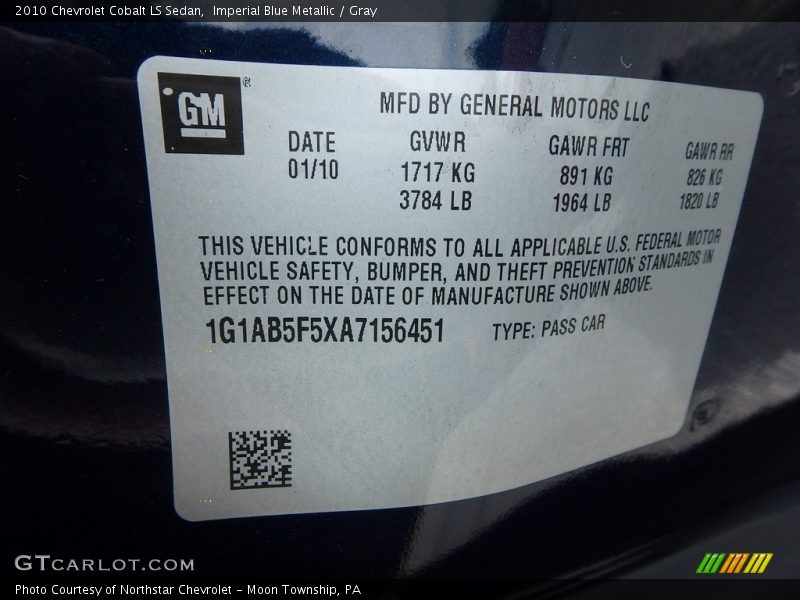 Imperial Blue Metallic / Gray 2010 Chevrolet Cobalt LS Sedan