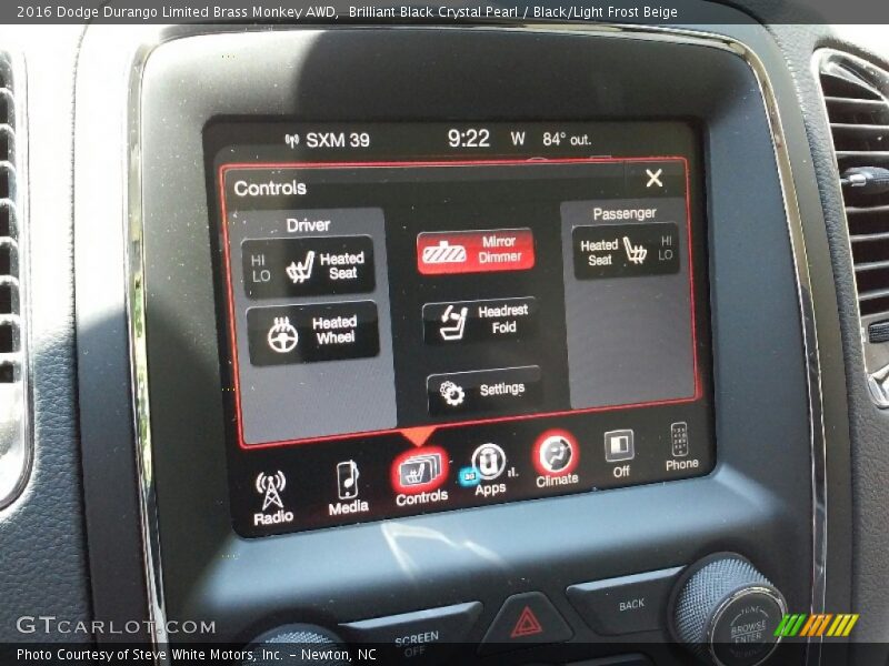 Brilliant Black Crystal Pearl / Black/Light Frost Beige 2016 Dodge Durango Limited Brass Monkey AWD
