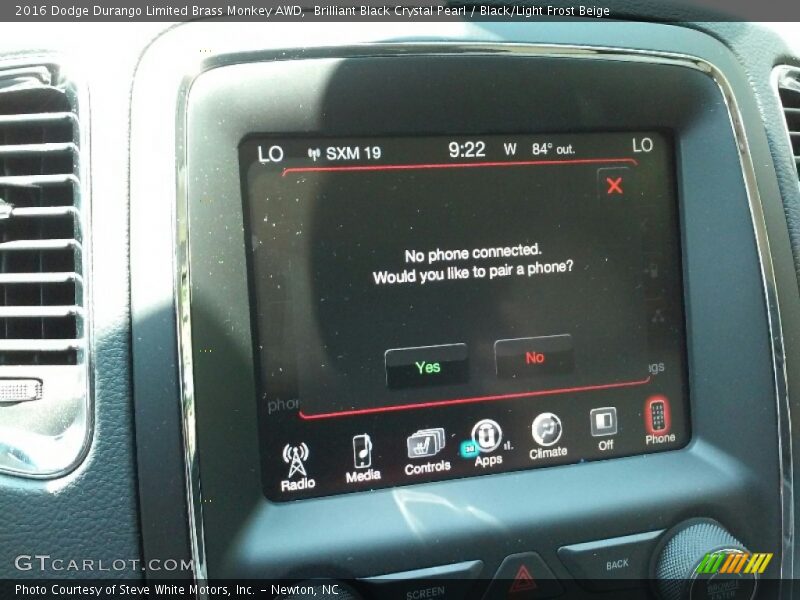 Brilliant Black Crystal Pearl / Black/Light Frost Beige 2016 Dodge Durango Limited Brass Monkey AWD
