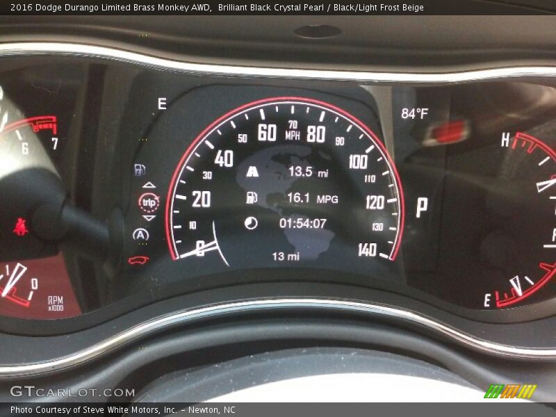 Brilliant Black Crystal Pearl / Black/Light Frost Beige 2016 Dodge Durango Limited Brass Monkey AWD