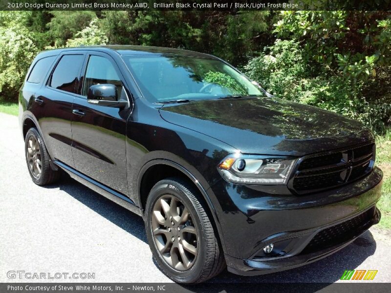 Brilliant Black Crystal Pearl / Black/Light Frost Beige 2016 Dodge Durango Limited Brass Monkey AWD