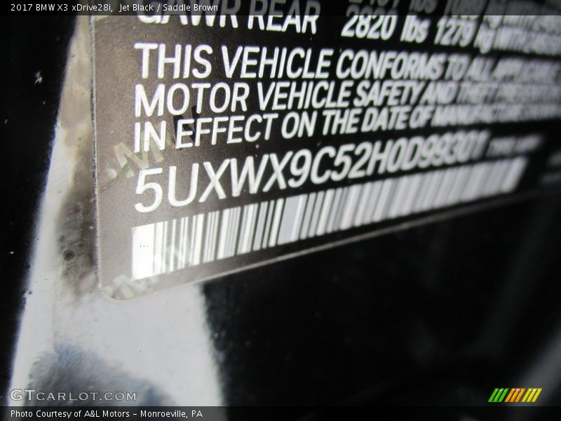 Jet Black / Saddle Brown 2017 BMW X3 xDrive28i