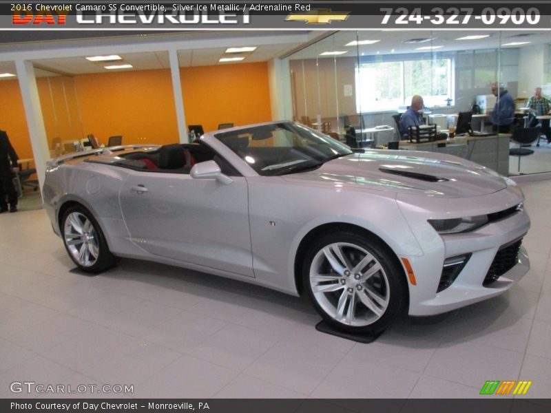 Silver Ice Metallic / Adrenaline Red 2016 Chevrolet Camaro SS Convertible