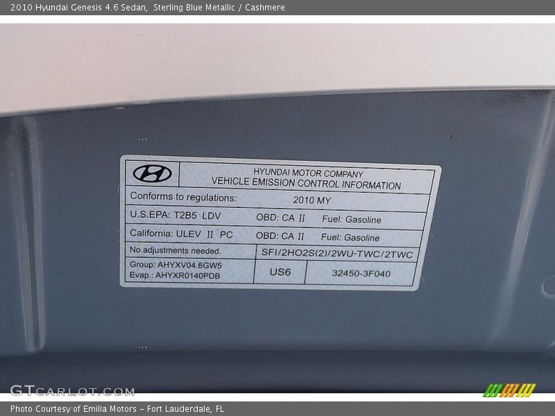 Sterling Blue Metallic / Cashmere 2010 Hyundai Genesis 4.6 Sedan