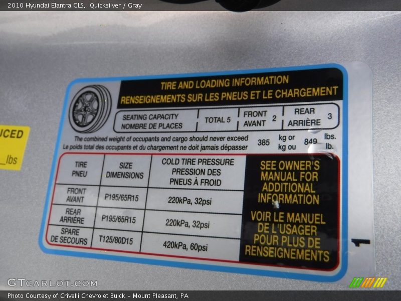 Quicksilver / Gray 2010 Hyundai Elantra GLS