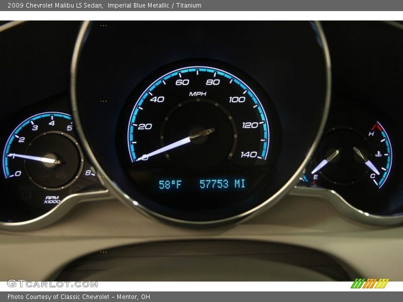 Imperial Blue Metallic / Titanium 2009 Chevrolet Malibu LS Sedan