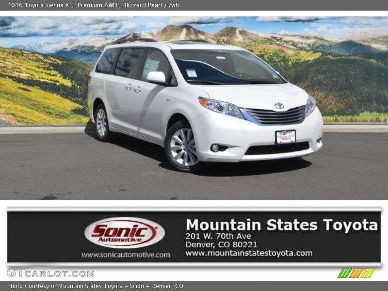 Blizzard Pearl / Ash 2016 Toyota Sienna XLE Premium AWD
