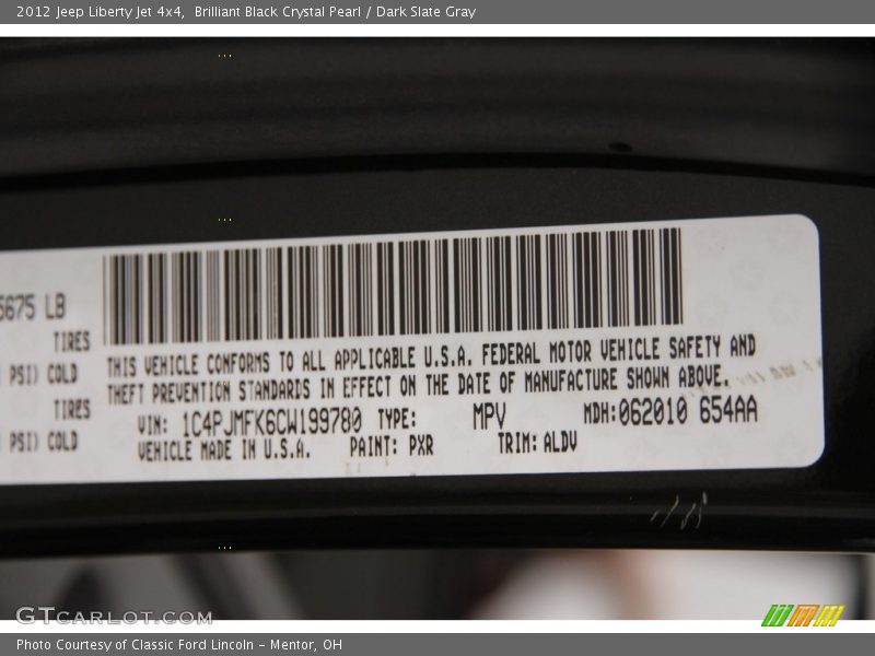Brilliant Black Crystal Pearl / Dark Slate Gray 2012 Jeep Liberty Jet 4x4