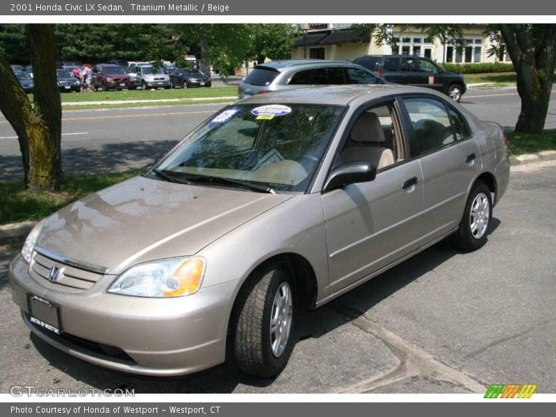 Titanium Metallic / Beige 2001 Honda Civic LX Sedan