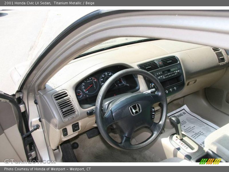 Titanium Metallic / Beige 2001 Honda Civic LX Sedan
